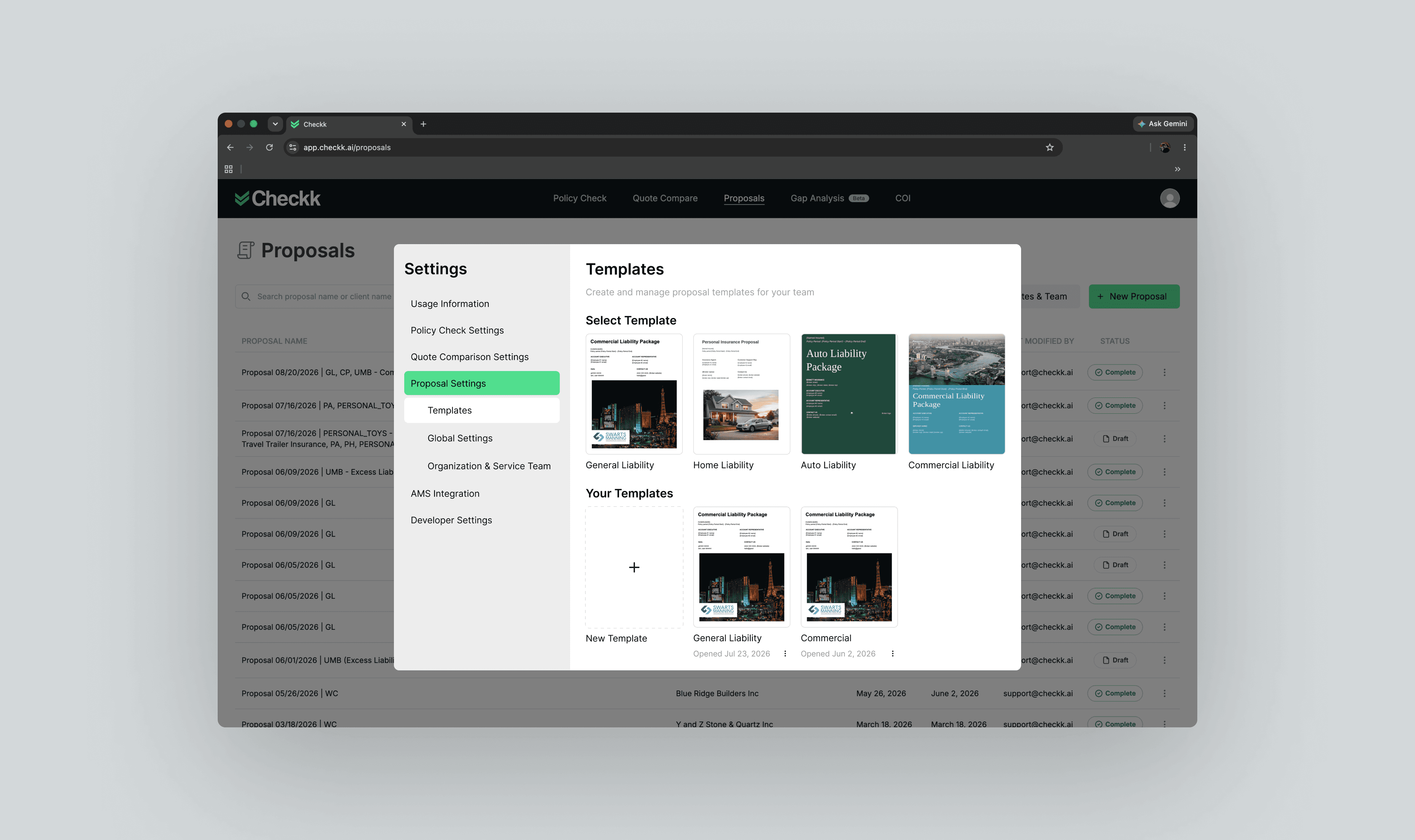 After: template grid with cover thumbnails and a Your Templates section showing last-opened dates